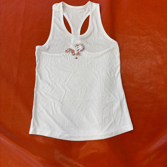 Sparkly P logo white racer back vest
